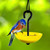Mosaic Birds Single Hanging Poppy Feeder Yellow with Bluebird and Mealworms