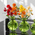 Athena Trio Vase, 3.75" Lime Close Up with Sweet Pea Red, Orange, White Flowers