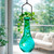 Hanging Propagation Vase, Drop Bottle Aqua with Ivy by Patio Window