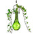 Hanging Drop Recycled Glass Rooting Vase with Plant and Green Vase