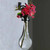 Hanging Drop Recycled Glass Rooting Vase with Red Flowers