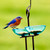 Mosaic Birds Side by Side Poppy Feeder - Aqua with Bluebird and Mealworms