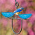 Mosaic Birds Side by Side Poppy Feeder with Blue Feeders