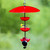 Triple Poppy Feeder with Baffle and Steel Core Rope Ruby Red with Woodpecker and Goldfinch
