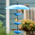 Triple Poppy Feeder with Baffle and Steel Core Rope Bluebird Blue with Goldfinch and Nuthatches