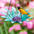 Mosaic Birds Daisy Bird Bath or Feeder Aqua with Jelly and Oriole