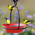 Cuban Bird Feeder/Bird Bath Bowl Ruby Red with Goldfinches
