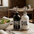 Prima Silver Oil & Vinegar Cruet Set, 8 oz Black and White Multicolored Set with Salad on B&B or Cafe Table