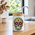 Bloom Sugar Skull Glass Jar w/ Lid, 12 oz, Glossy White on Kitchen Counter for Fall Decor