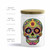 Sugar Skull Glass Jar w/ Lid, 12 oz, Glossy White Dimensions