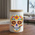 Fiesta Sugar Skull Glass Jar w/ Lid, 12 oz, Glossy White in Sitting Room on Coffee Table or Bar Counter