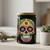 Bloom Sugar Skull Glass Jar w/ Lid, 12 oz, Glossy Black Near Dried Flowers and Succulent on Kitchen Bar Top