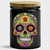 Sugar Skull Glass Jar w/ Lid, 12 oz, Glossy Black