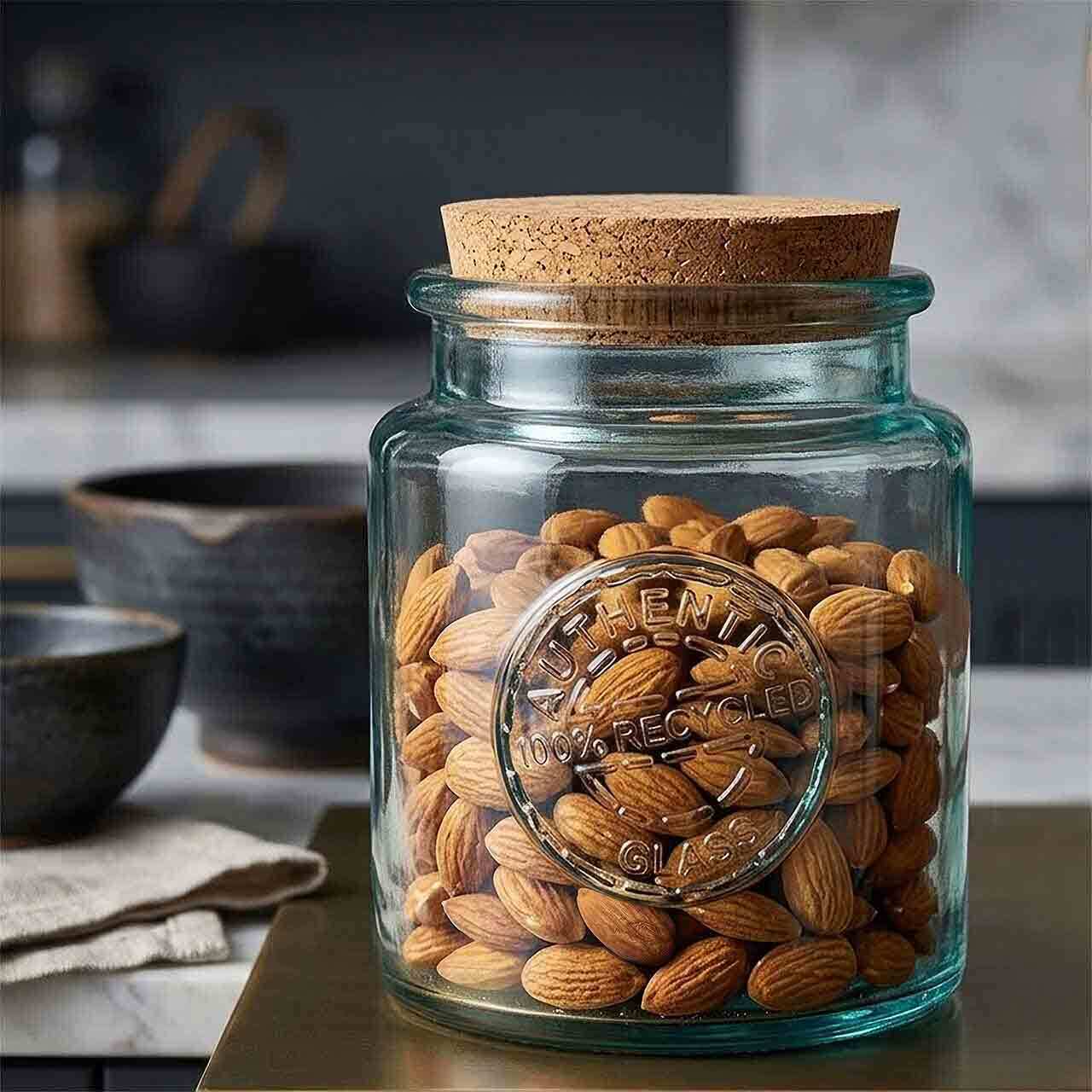 Authentic Jar with Almonds on Kitchen Counter