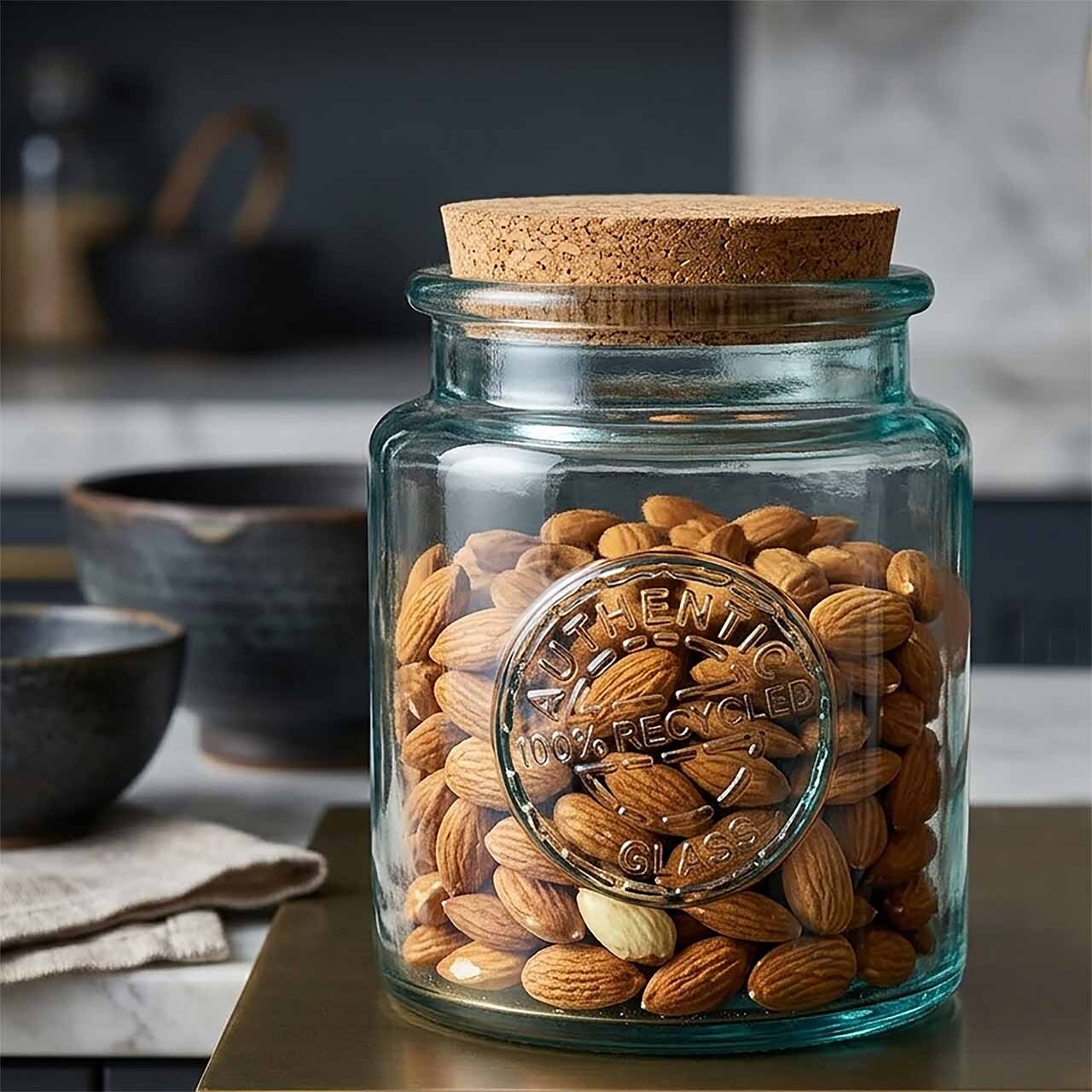 Authentic Jar with Almonds on Kitchen Counter