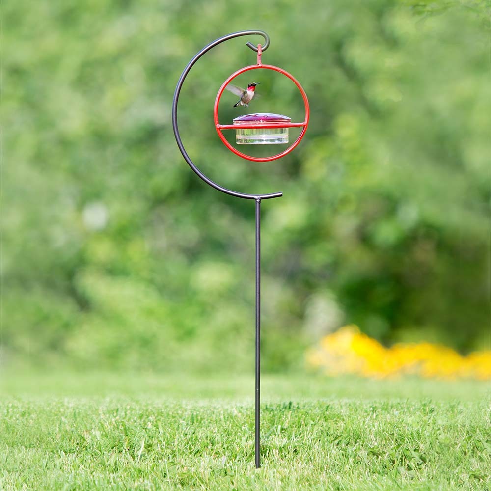 Hummble Garden Stake with Hummingbird and Hummingbird Feeder