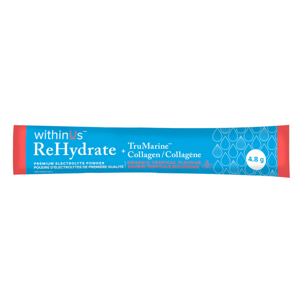 withinUs ReHydrate + TruMarine Collagen Organic Tropical Flavour (20 x Stick Packs)