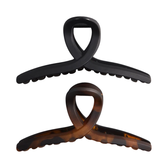Kitsch Large Loop Claw Clips (2 pc) - Black & Tortoise