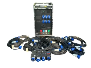 INDU 400A Power Distro PD 3PH CAM - CEE 30A-BLU5 X6, 30A-BLU3 X18 PT W/CABLE