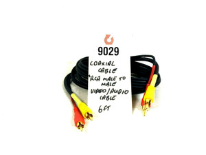 Coaxial 2X RCA Male to Male 6' Video Audio Cable -9029 (One) Coaxial 2X RCA Male to Male 6' Video Audio Cable -9029 (One)