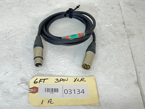Neutrik 3 Pin XLR (M) To (F) 6FT XLR Cable/Jumper -03134 (One) Neutrik 3 Pin XLR (M) To (F) 6FT XLR Cable/Jumper -03134 (One)