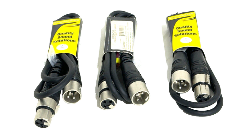 Stage Master SMM-3 3FT LO-Z Mic XLR Cable -1086 (LOT OF 3)