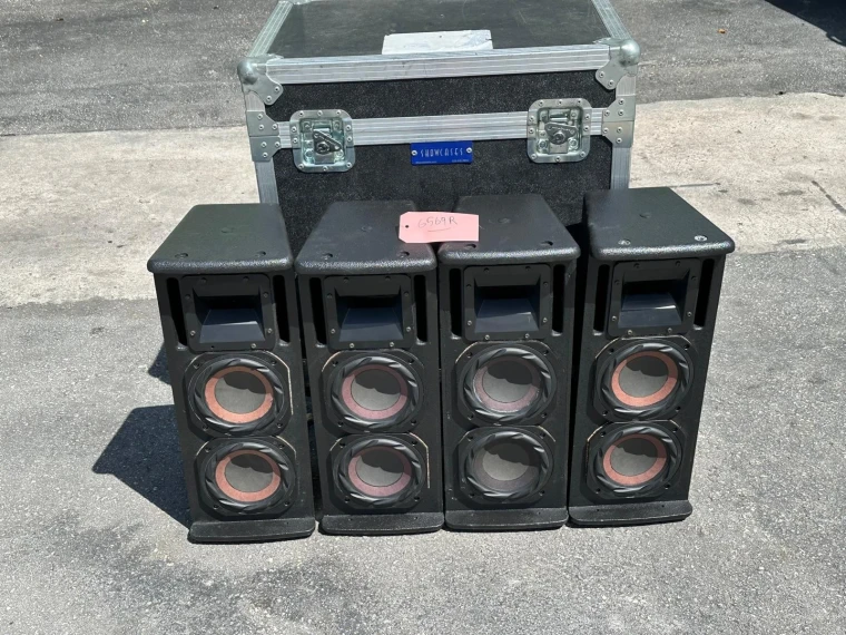 4) DYNACORD VL 262 2 -WAY PASSIVE FULL RANGE SPEAKER W/ CASE #6569R