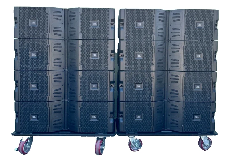JBL VTX-V20 LINE ARRAY W/ TRANSPORTCART AND COVERS (LOT OF 8)
