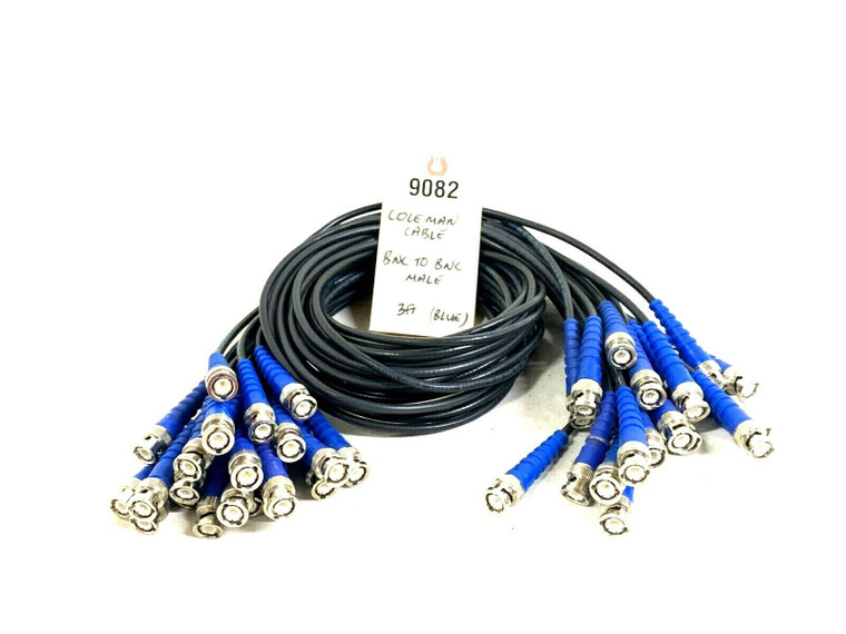 Coleman Cable Blue BNC to Male BNC 3' Cable -9082 (Lot of 21)