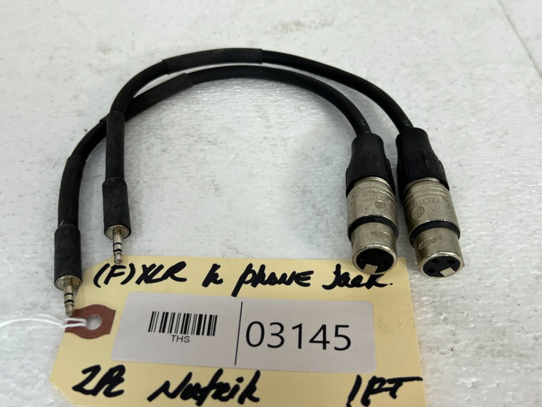 Neutrik 1FT (F) XLR To Phone Jack Audio Cable (LOT OF 2) - 03145