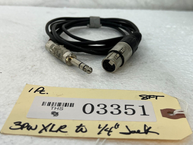 Unbranded 8FT 3 Pin XLR (F) To ¼" Jack Audio Cable -03351 (One)