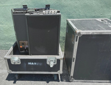 2) JBL Array Series Active Speakers Model 4892A in Wheeled Hard