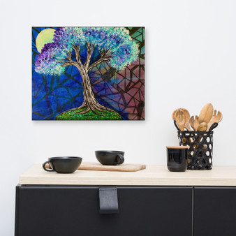 Fantasy tree painting with stained glass window effect