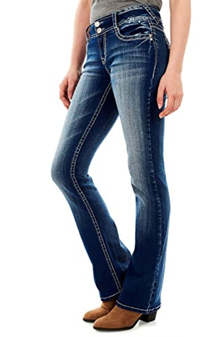 WallFlower Women's Luscious Curvy Bootcut Mid-Rise Insta Stretch Juniors Jeans (Standard and Plus), Jenna, 3