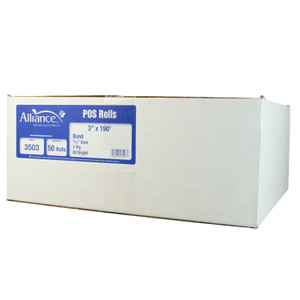 Bond Add/Cash Register Receipt  Rolls, 3" x 190' Grade A BPA Free, 50 Rls/Ctn,  7/16" Core ID, 15 lb. Paper Weight - Stocking Code P