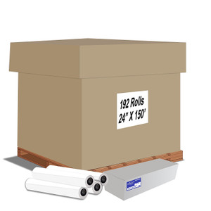 Wide Format Paper 24 In x 150 Ft CAD Bond 20lb | 92 Bright | 48 Cartons - 192 Roll Pallet | 2" Core
