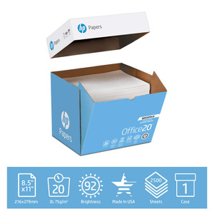 HP Printer Paper | 8.5 x 11 Paper | Office 20 lb | Quickpack Case - No Ream Wrap- 2,500 Sheets | 92 Bright