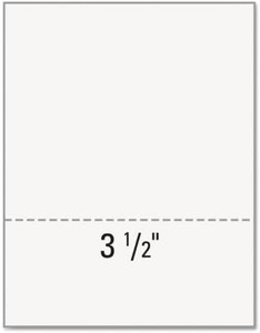 Perforated Paper Laser Cut Sheet 3.5" From Bottom, 8.5 x 11 inch, 20 lb, 92 Bright, 80 Cartons- 200,000 Sheets Perforated Paper Laser Cut Sheet 3.5" From Bottom, 8.5 x 11 inch, 20 lb, 92 Bright, 80 Cartons- 200,000 Sheets