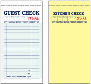 Guest Checks 3.4" x 6.73" 2-Pt Green/Yellow, 55g, 17 Line - 50 Checks/Book, 50 Books/Carton