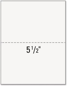 Laser Cut Sheet - PrePerf & PrePunched Blank, Perf. 5-1/2" from Bottom, 8.5" x 11' - 92 Bright, 24#, 2500 Sheets per Carton, Stocking Code P