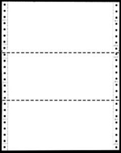 Continuous Computer Paper, Blank, Regular Perf., 9-1/2" x 3-2/3", 1/20# Part/Wt., 8000 Qty/Ctn, Stocking Code P