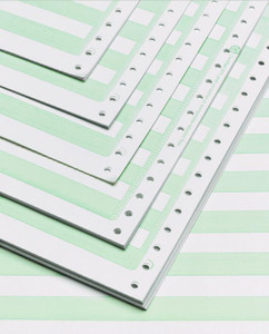 Continuous Computer Paper, 1/2" Green Bar, 8-1/2"  x 11", 1/15# Part/Weight., 3500 Qty/Ctn, Stocking Code S