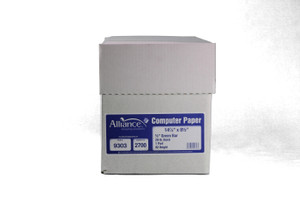 Continuous Computer Paper 14-7/8 x 8-1/2 with 1/2" Green Bar | 20 lb. | 92 Bright - 2,700 Sheets/Carton
