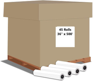 Wide Format Paper 36 In x 500 Ft Bond Engineering 20lb | 92 Bright | 45 Roll Bin | 3" Core