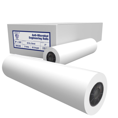 Wide Format Paper 36 In x 500 Ft Bond Engineering Antimicrobial 20lb | 92 Bright | 2 Rolls | 3' Core