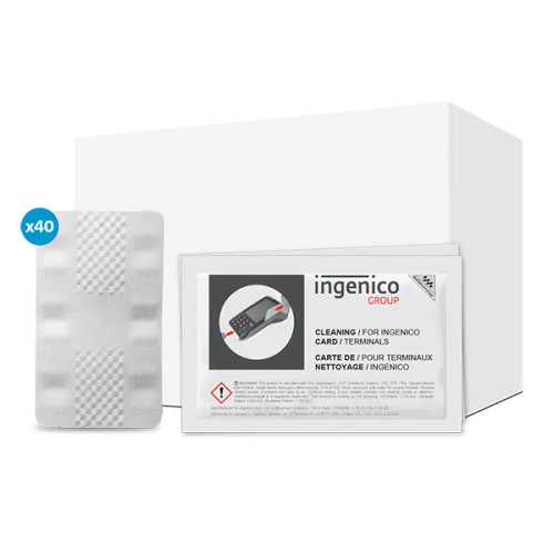 Waffletechnology® for Ingenico Card Readers (40) Individually Packaged Cleaning Cards / Box (KWING-HSCB40)