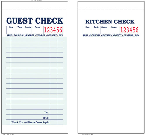 Guest Checks, 60g, Green, 17 Line, 50 Checks/Book, 50 Books/Case, 2,500 Checks Total