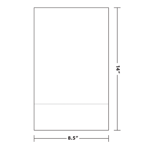 Laser Cut Sheet - PrePerf & PrePunched Horizontal Perf. At 3", 8.5" x 14" - 92 Bright, 24#, 2500 Sheets per Carton, Stocking Code M