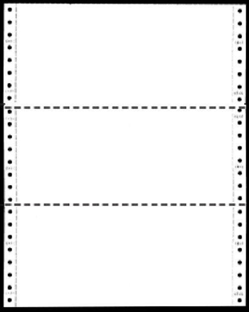 Continuous Computer Paper, Blank, Regular Perf., 9-1/2" x 3-2/3", 1/20# Part/Wt., 8000 Qty/Ctn, Stocking Code P