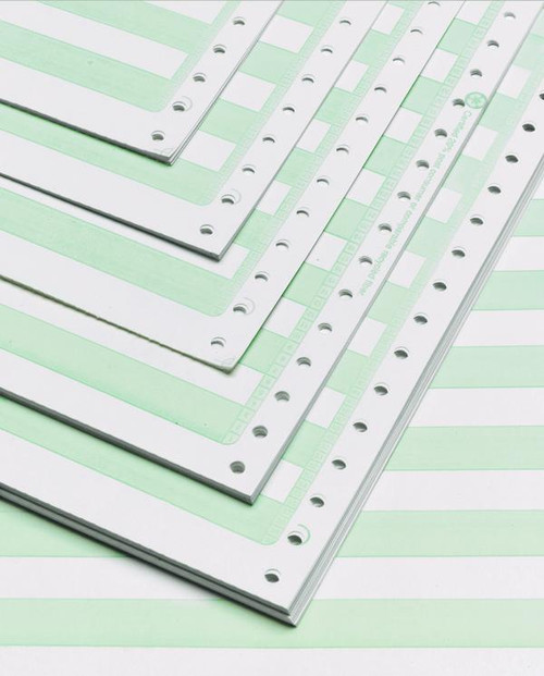 Continuous Computer Paper, 1/2" Green Bar, 14-7/8" x 11", 1/20# Part/Weight., 2200 Qty/Ctn, Stocking Code S